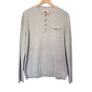 Levi's Large Gray Long Sleeve Shirt Pocket Casual Lightweight Knit Top